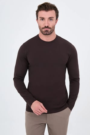 CENTİLMEN Düz Slim Fit Yüksek Bisiklet Yaka Pamuk Uzun Kollu Erkek Sweat 36900