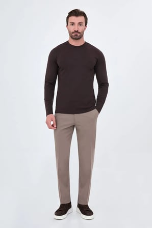 CENTİLMEN Düz Slim Fit Yüksek Bisiklet Yaka Pamuk Uzun Kollu Erkek Sweat 36900