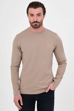 CENTİLMEN Düz Slim Fit Yüksek Bisiklet Yaka Pamuk Uzun Kollu Erkek Sweat 36900