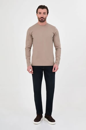 CENTİLMEN Düz Slim Fit Yüksek Bisiklet Yaka Pamuk Uzun Kollu Erkek Sweat 36900