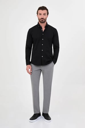 CENTİLMEN Düz Slim Fit Dik Yaka Oduncu Uzun Kollu Erkek Gömlek 27161
