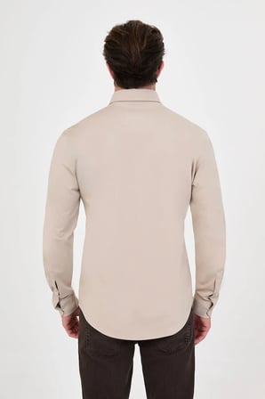 CENTİLMEN Düz Slim Fit Dik Yaka Oduncu Uzun Kollu Erkek Gömlek 27161