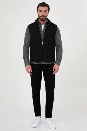 CENTİLMEN Düz Slim Fit Dik Yaka Çift Fermuarlı Yün Karışımlı Erkek Mont 40966