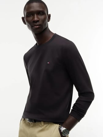TOMMY Dar Kesim Interlock Uzun Kollu T-Shirt MW0MW27908-BDS