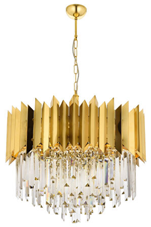 AVONNI AV-60101-S55 Sarı Kaplama Modern Avize E27 Metal Kristal 55cm
