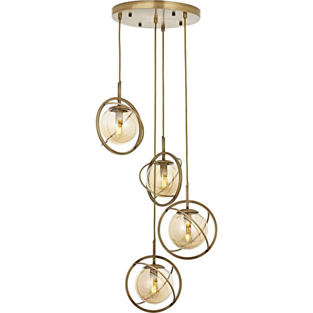 AVONNI AV-60291-4ET Eskitme Kaplama Modern Avize E14 Metal Cam 35cm
