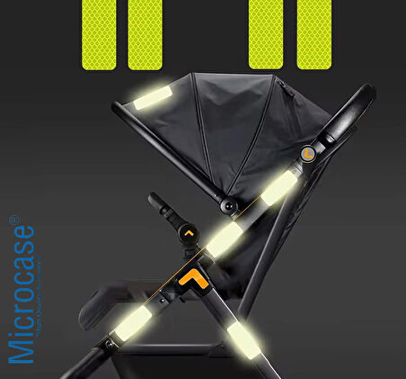 Microcase 10in1 Bebek Arabası Bisiklet Scooter Elbise için Güvenlik Emniyet Amaçlı Fosforlu Sticker Etiket Seti - BEYAZ AL4999