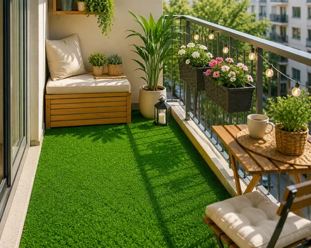 7 mm Suni Çim Halı Ölçüye Göre Kesim Balkon Bahçe Teras Yapay Çim Dekoratif Çim Halı