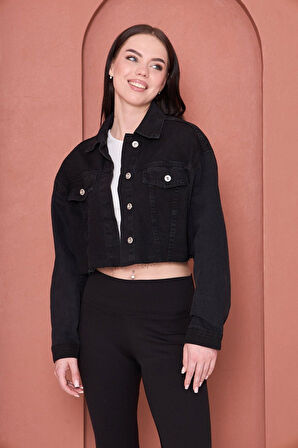 Crop Kesim Siyah Kot Ceket – Modestia Yeni Sezon