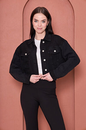 Crop Kesim Siyah Kot Ceket – Modestia Yeni Sezon