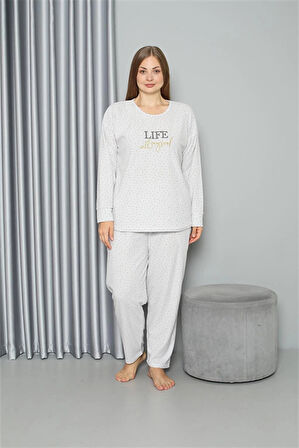Giyim Welsoft Polar Kadın Büyük Beden Pijama Takımı Ekru