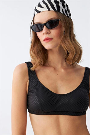 Giyim Kadın Basic Siyah Pedli Yüksek Bel Bikini Takımı