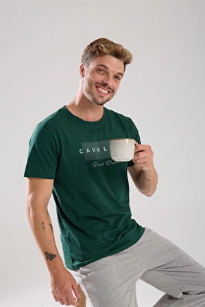 Giyim Erkek Yeşil Kısa Kol Pijama Takımı