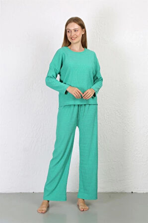Giyim Kadın Bürümcük Kumaş Pijama Takım Yeşil
