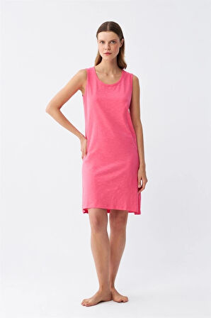 Giyim Kadın Kalın Askılı Penye Gecelik Fuşya