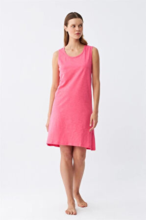 Giyim Kadın Kalın Askılı Penye Gecelik Fuşya