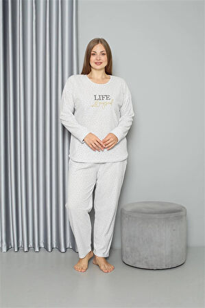 Giyim Welsoft Polar Kadın Büyük Beden Pijama Takımı Ekru