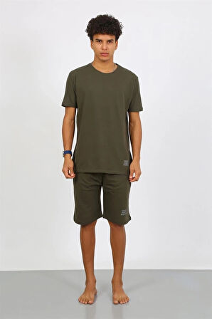 Giyim Erkek Pamuk Lakost Alt Üst Kaprili Pijama Takım Haki