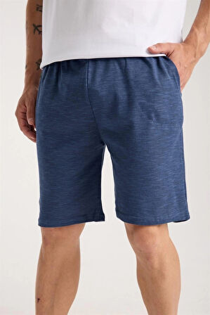 Giyim Erkek Cepli Pamuk Penye Şort Lacivert