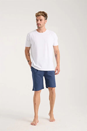 Giyim Erkek Cepli Pamuk Penye Şort Lacivert