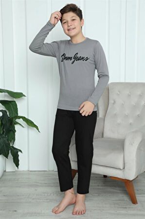 Giyim Erkek Çocuk Penye Pijama Takım Füme