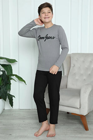 Giyim Erkek Çocuk Penye Pijama Takım Füme