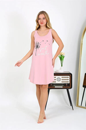 Giyim Kadın Kalın Askılı Penye Gecelik Pembe