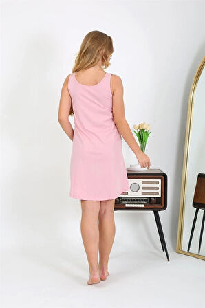 Giyim Kadın Kalın Askılı Penye Gecelik Pembe