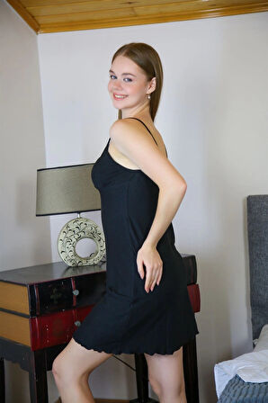 Giyim İp Askılı Gecelik Siyah