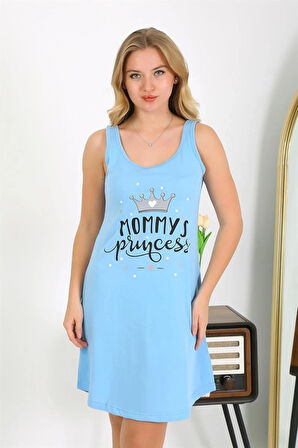 Giyim Kadın Kalın Askılı Penye Gecelik Mavi