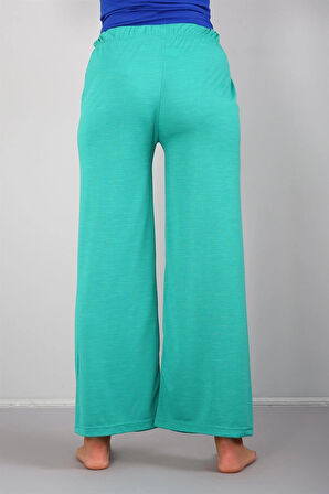 Giyim kadin Penye Bol Paça Pantolon Yeşil