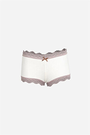 Giyim Kadın Pamuklu 2li Boxer Krem