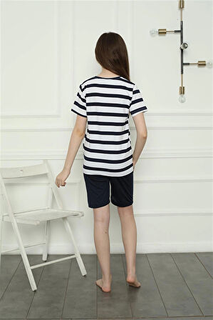 Giyim Kız Çocuk Penye Şortlu Pijama Takım Lacivert
