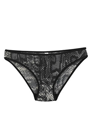 Giyim Kadın Siyah Yılan Desenli 2'li Slip