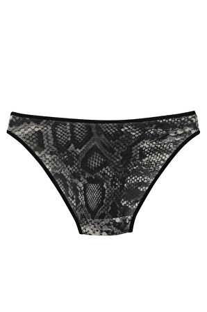 Giyim Kadın Siyah Yılan Desenli 2'li Slip