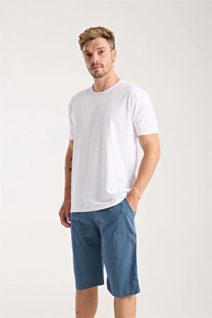 Giyim Erkek Cepli Pamuk Penye Şort İndigo