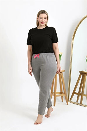 Giyim Kadın Pamuklu Büyük Beden Alt Pijama Gri