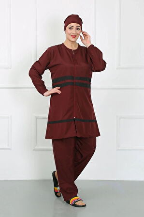 Giyim Büyük Beden Tesettür Mayo Bordo