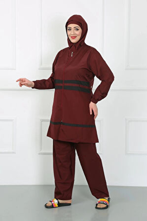Giyim Büyük Beden Tesettür Mayo Bordo