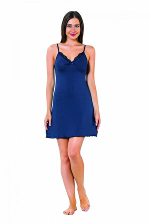 Giyim İp Askılı Gecelik Lacivert