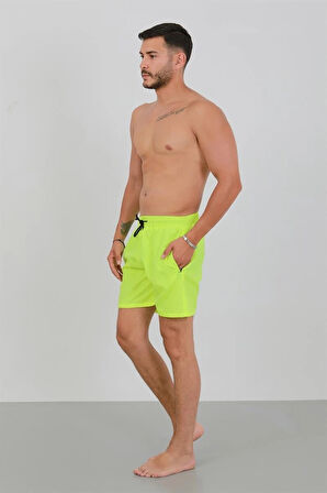 Giyim Erkek Fermuarlı Cepli Deniz Şortu Neon Yeşil