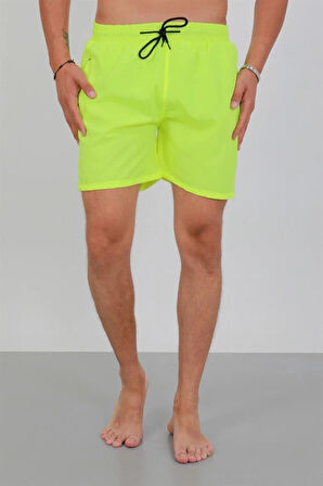 Giyim Erkek Fermuarlı Cepli Deniz Şortu Neon Yeşil