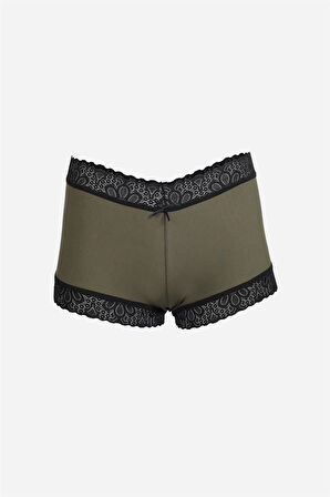 Giyim Kadın Pamuklu 2li Boxer Haki