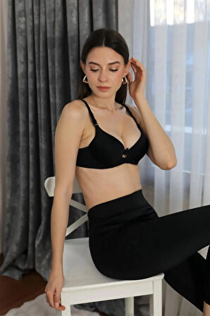 Giyim Kadın Destekli Balenli Sütyen Siyah