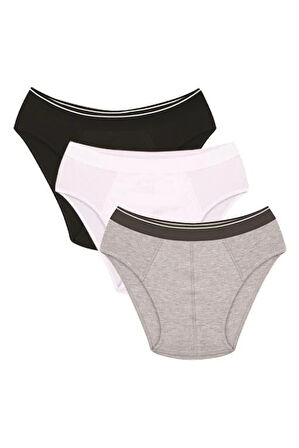 Giyim Erkek Pamuk 3lü Siyah Beyaz Gri Likralı Slip