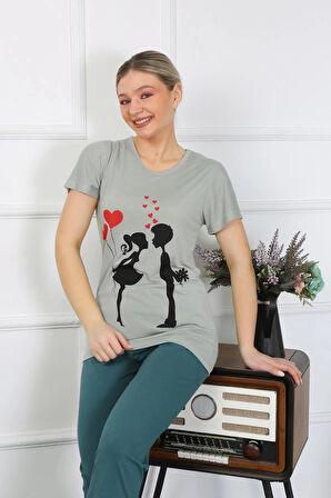 Giyim Kadın Kısa Kol Penye Pijama Takımı