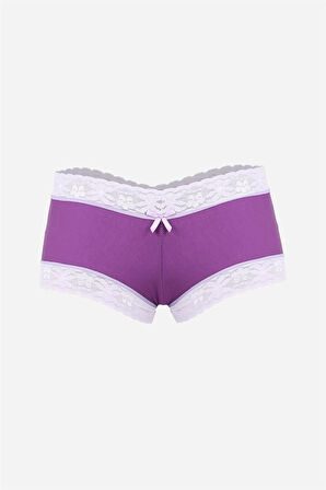 Giyim Kadın Pamuklu 2li Boxer Mor