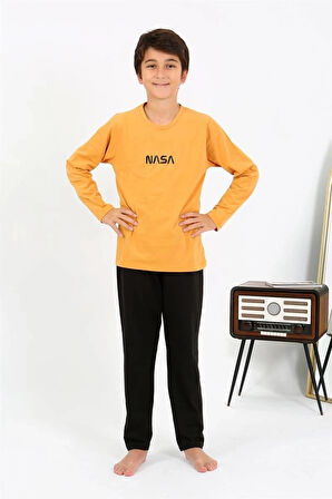 Giyim Erkek Çocuk Uzun Kol Penye Pijama Takım Sarı