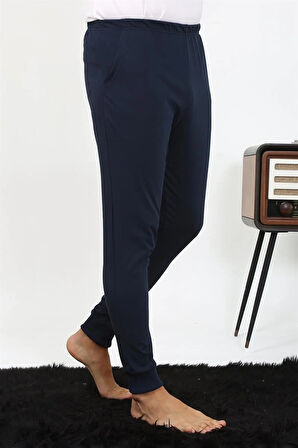 Giyim Erkek Pamuk Tek Alt Pijama Lacivert