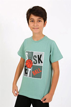 Giyim Erkek Çocuk Kısa Kol Penye Pijama Takım SuYeşili